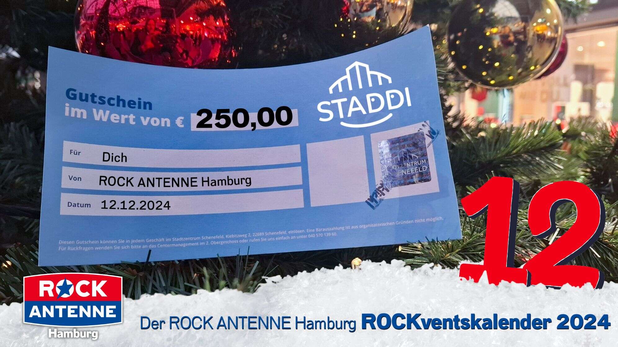 Rockventskalender Türchen 12: Shopping-Gutschein für das Stadtzentrum Schenefeld im Wert von 250 Euro