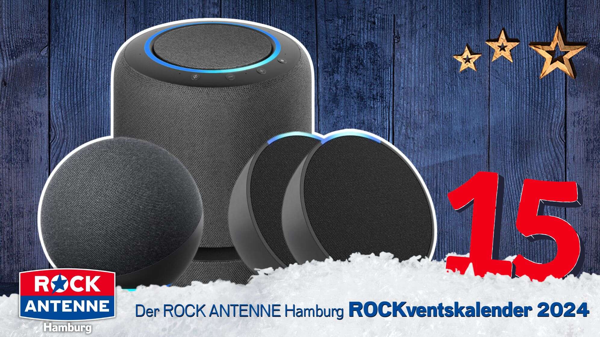 Rockventskalender Türchen 15: Ein Amazon Alexa Paket mit Echo Studio, Echo und zwei Echo Pop