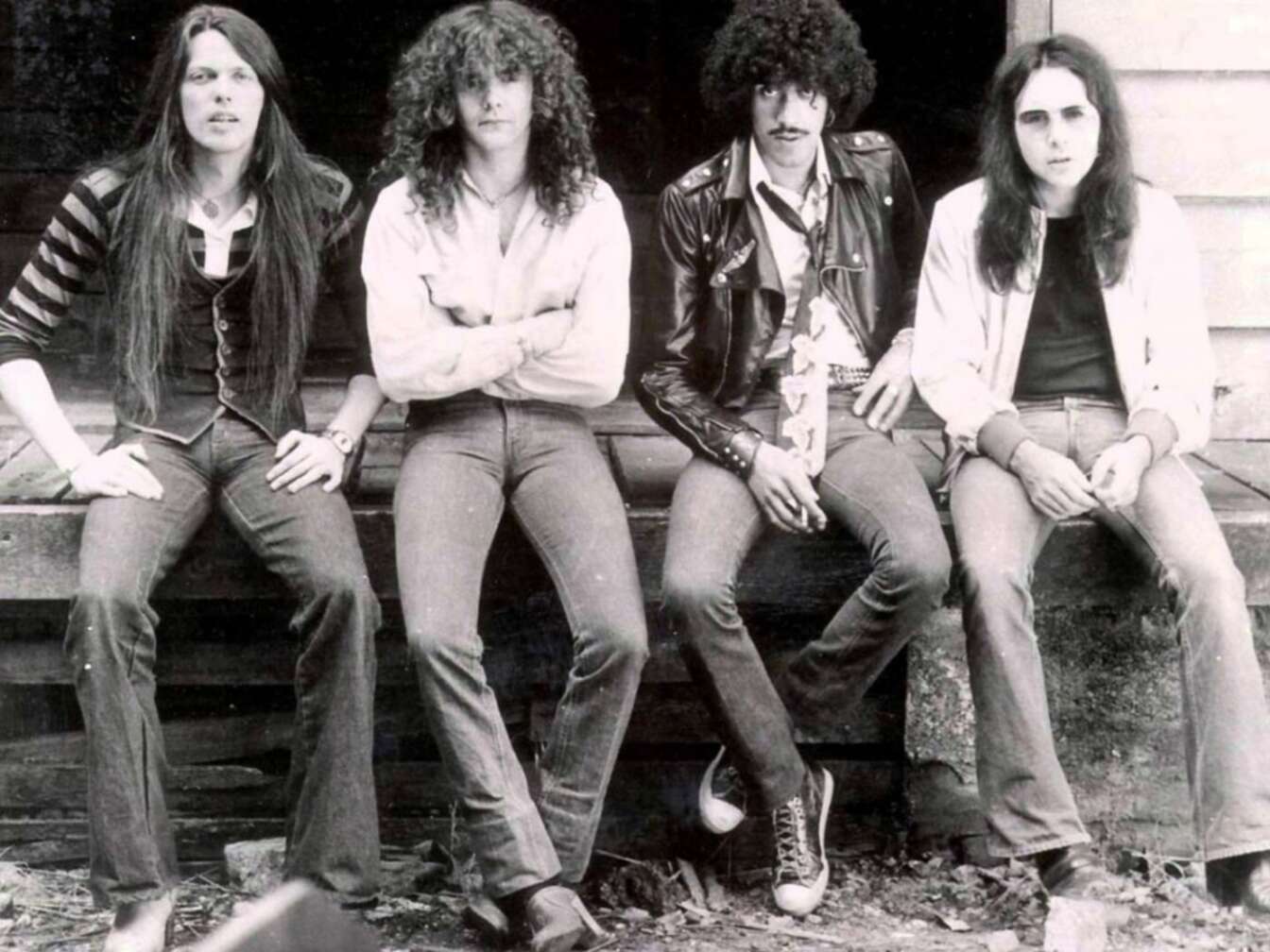 Thin Lizzy Gruppenfoto in Schwarz-Weiß