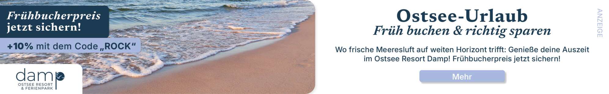 Anzeige von Ostseeresort Damp: Ostsee-Urlaub, früh buchen und richtig sparen!