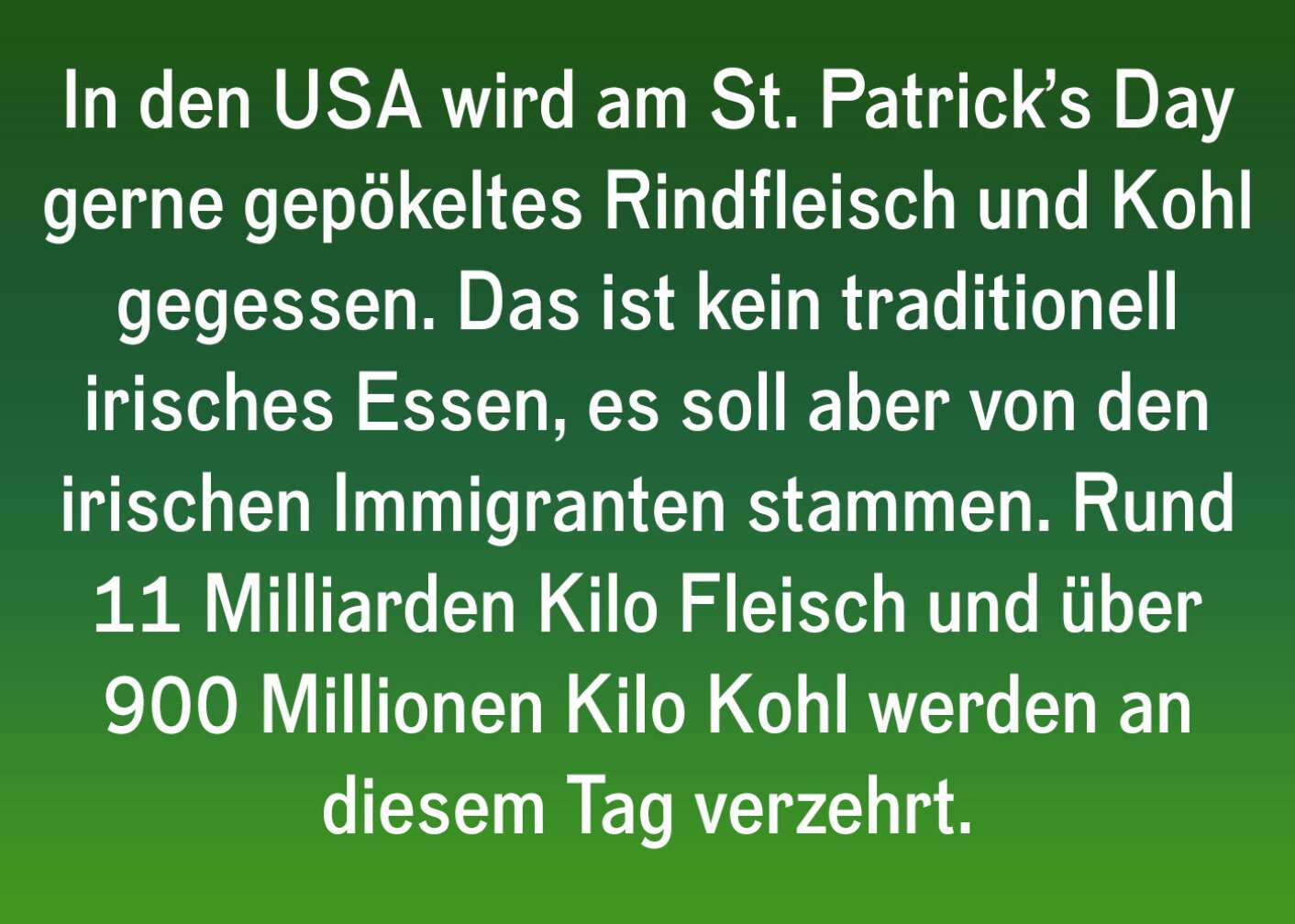 Fakt über St. Patricks Day als Fließtext