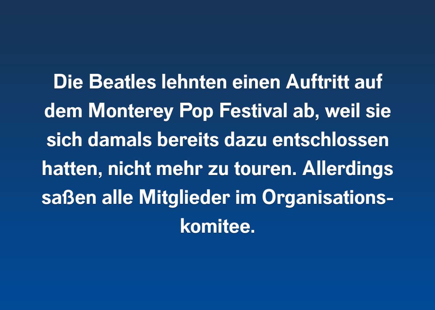 Fakt übers Monterey Pop als Fließtext