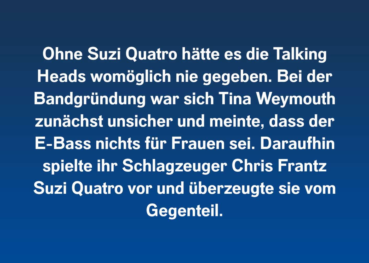 Fakt über Suzi Quatro als Fließtext