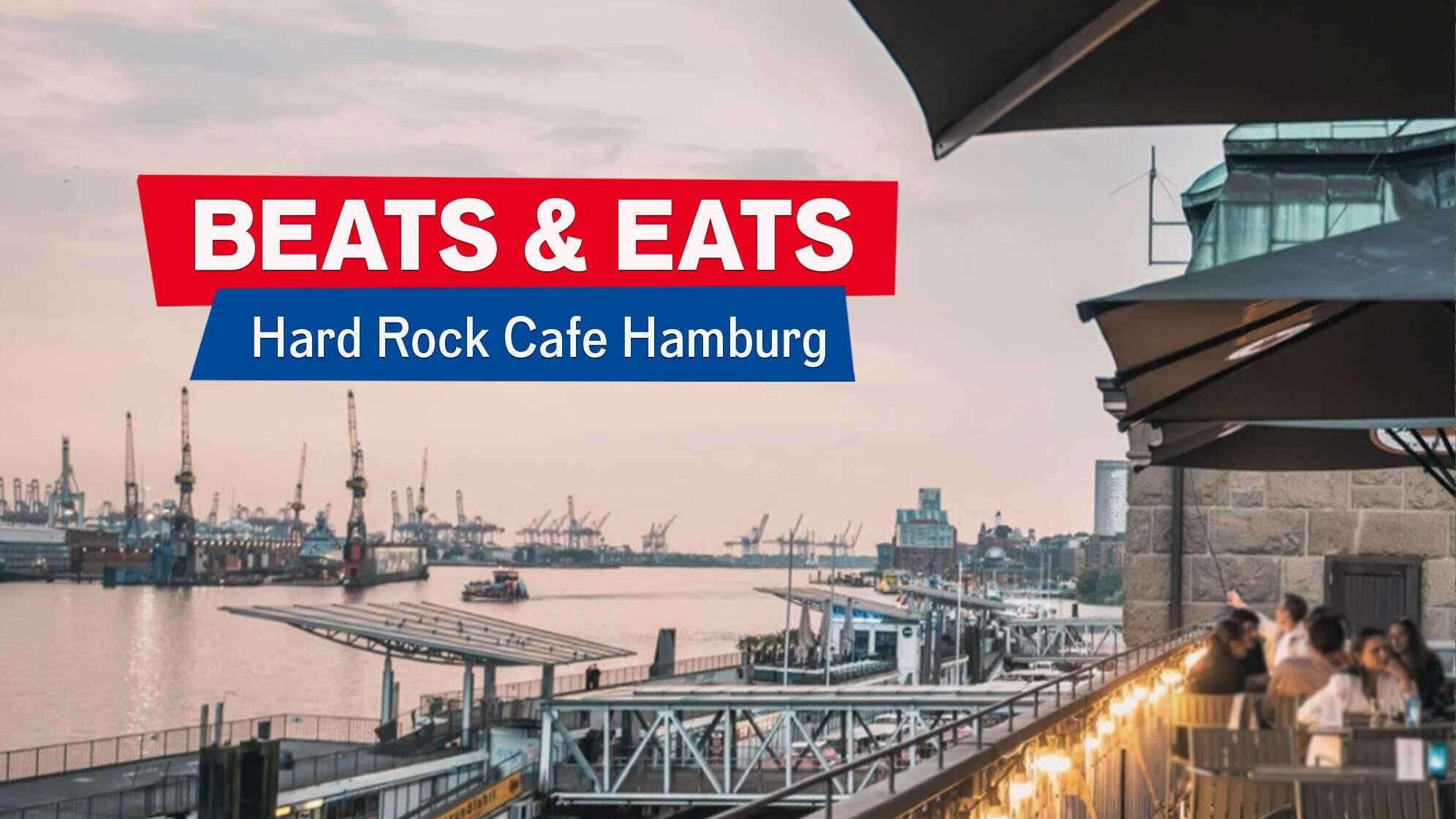 Blick vom Hard Rock Café Hamburg auf den Hamburger Hafen