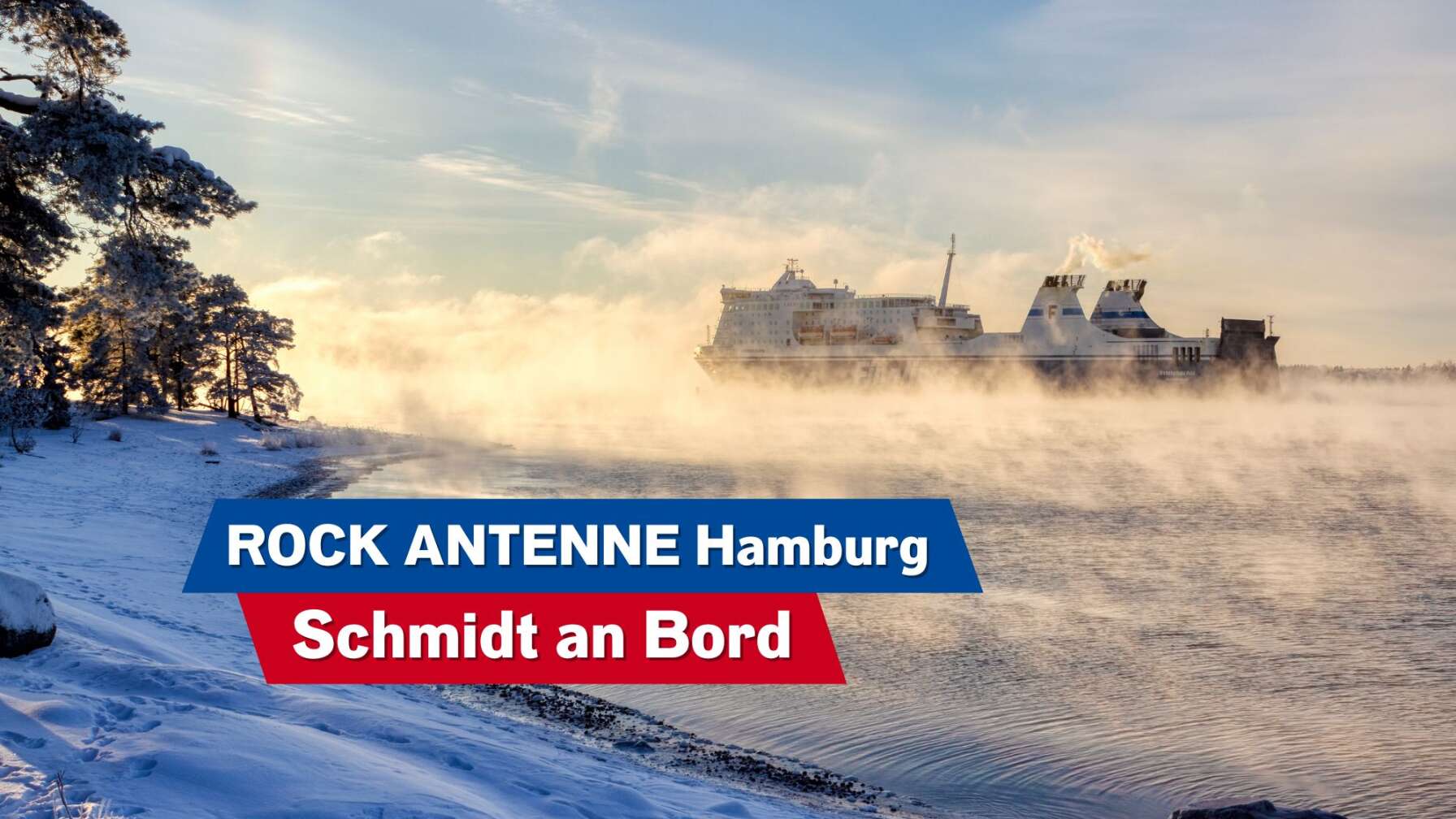 Ein Schiff im finnischen Meer - ROCK ANTENNE Hamburg Schmidt an Bord